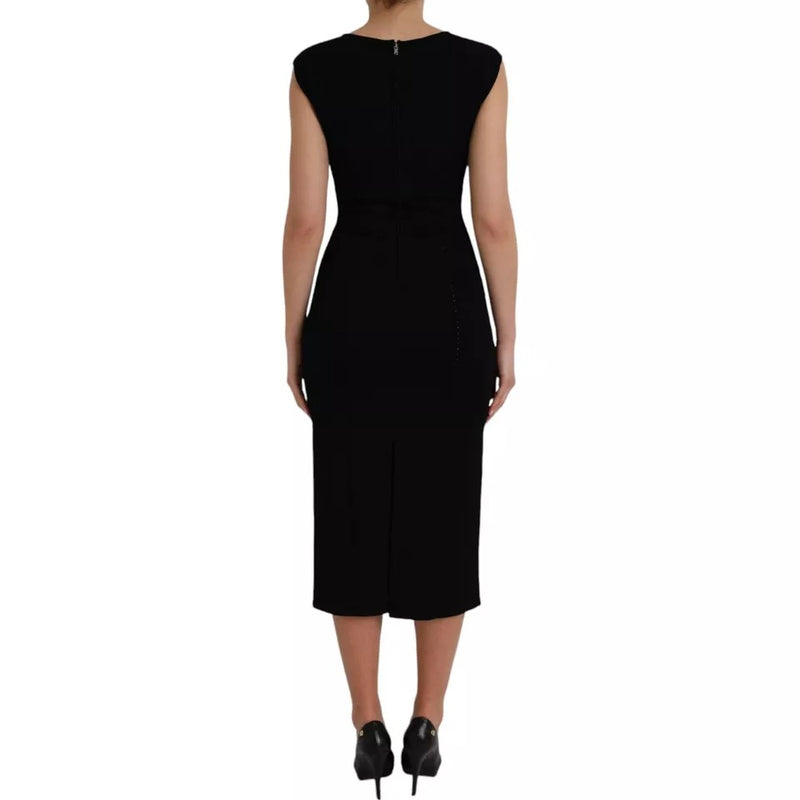 Viscose negro sin mangas evass bodycon midi