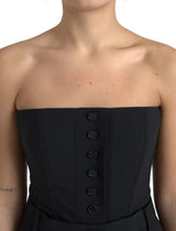 Robe de combinaison sans bretelles en laine noire