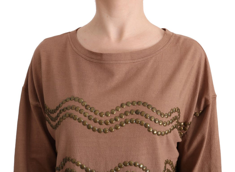 Chic brauner Crewneck -Baumwollpullover