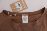 Chic Brown Crewneck Cotton πουλόβερ