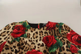 Brown Leopard Red Roses Cotton A-line Dress