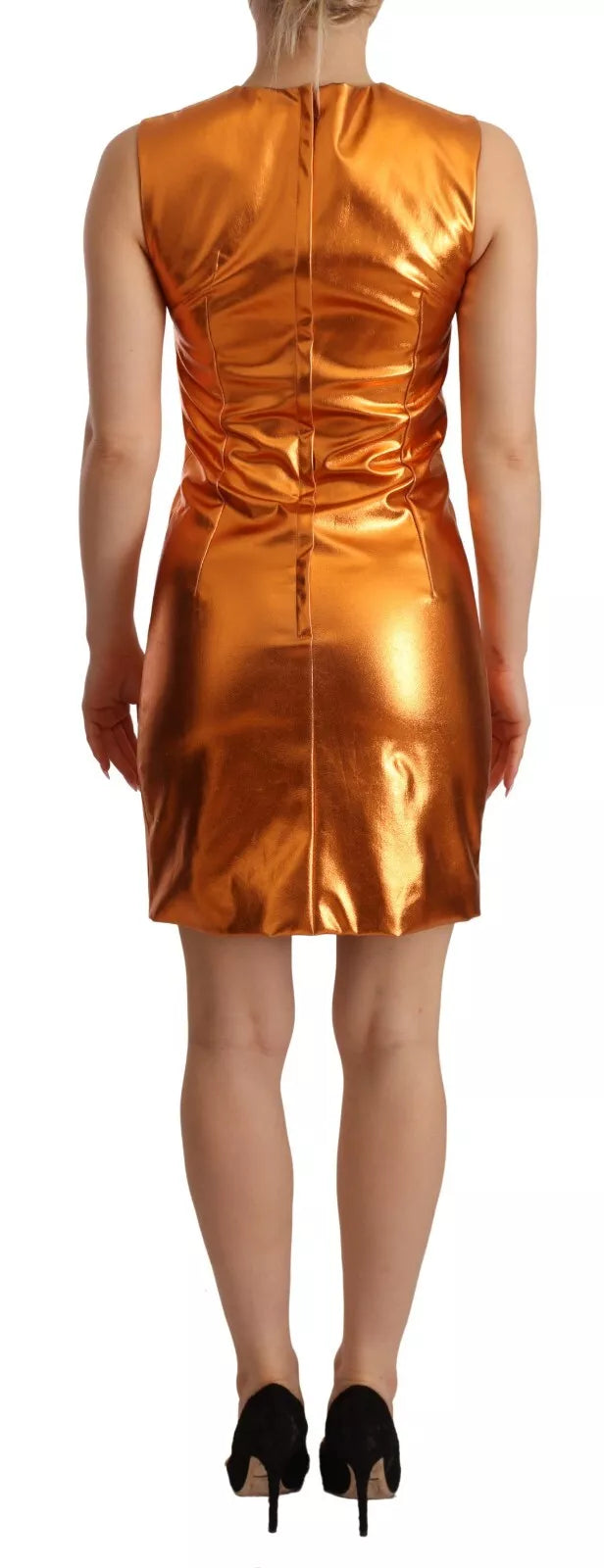 Metallic Orange Sleeveless Sheath Dress