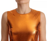 Metallic Orange Sleeveless Sheath Dress