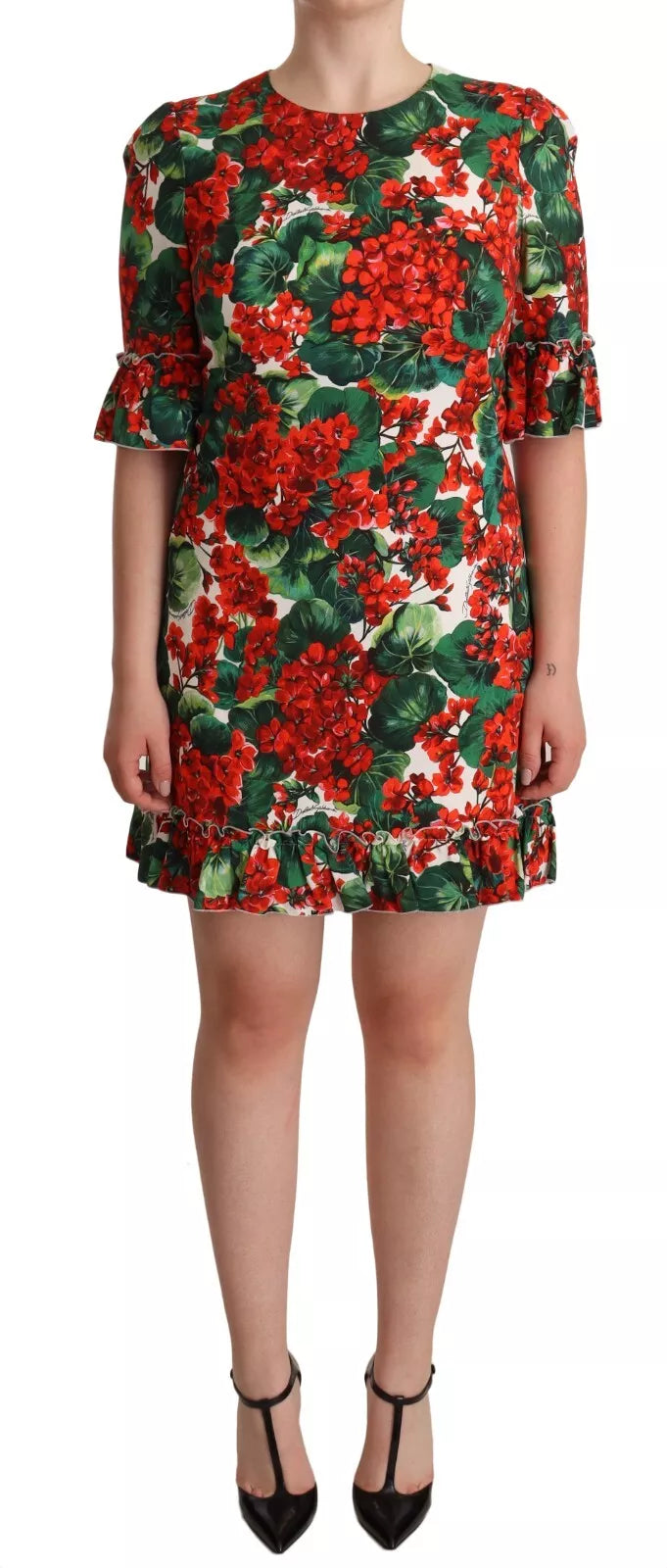 Red Green Portofino-Print Poplin Midi Dress