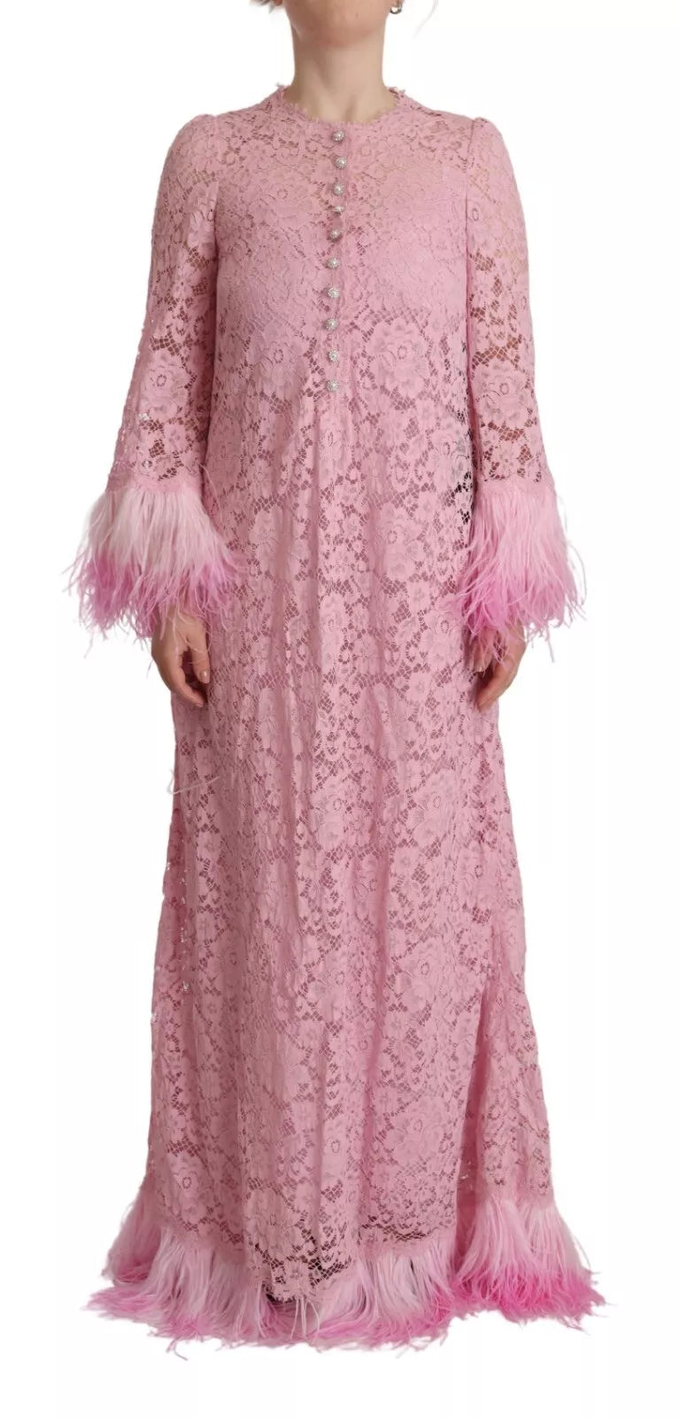 Shift Lilac Lace Feathers Long Sleeves Dress