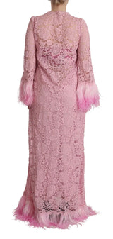 Shift Lilac Lace Feathers Long Sleeves Dress