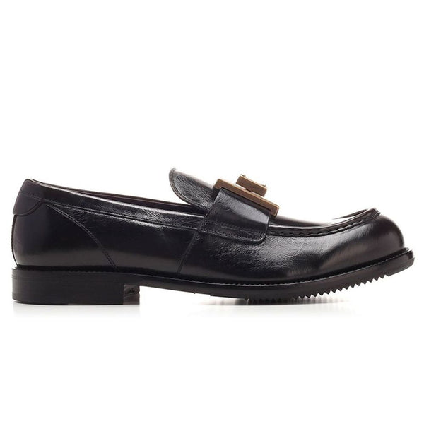 Cuero negro di brotfskin loafer