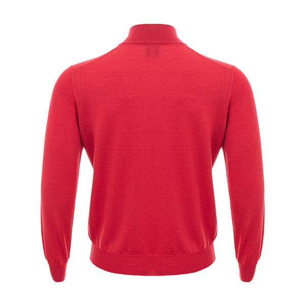 Elegant Crimson Wool T-Shirt for Men