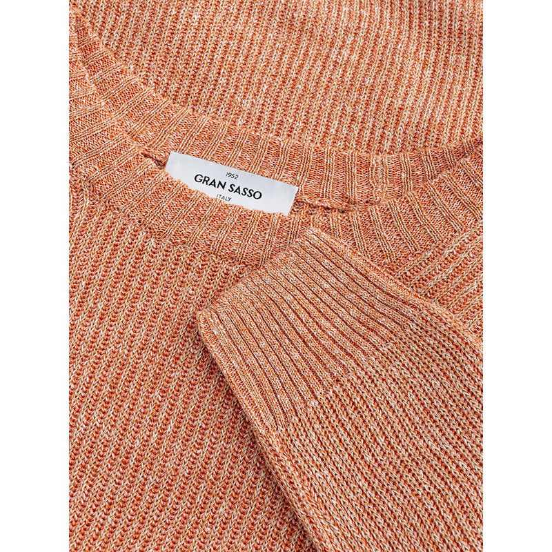 Pull à mélange de coton en lin orange