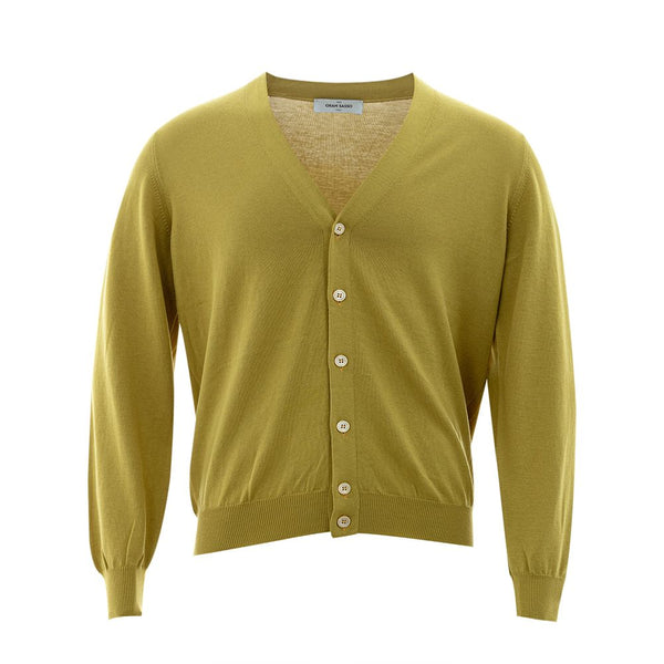 Cardigan di lana italiano in giallo vibrante