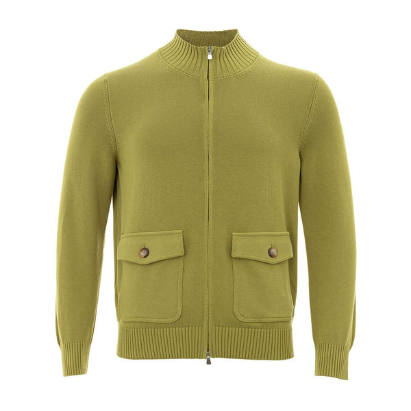 Elegante grüne Baumwoll -Strickjacke für Männer