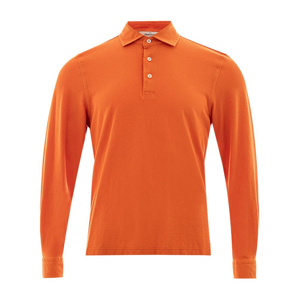 Eleganter orangefarbener Baumwollpolo für Männer