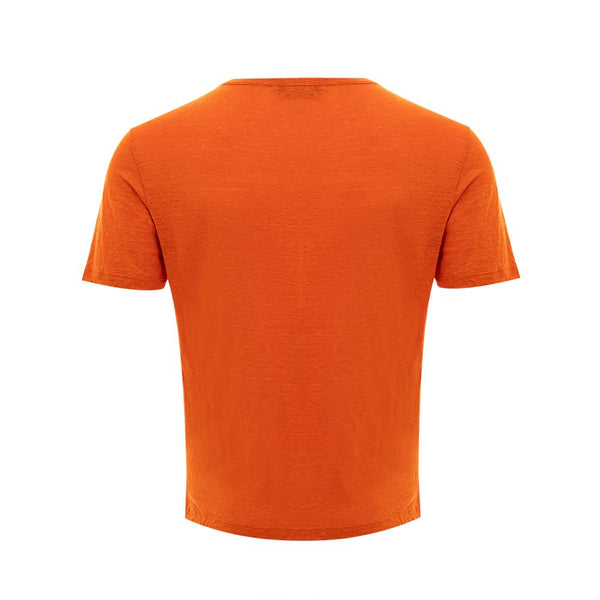 Camiseta elegante de lino en naranja vibrante