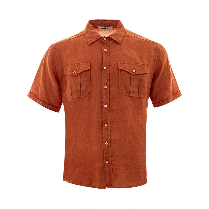 Shirt marron élégant en lin pour les hommes