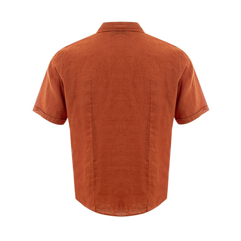 Shirt marron élégant en lin pour les hommes