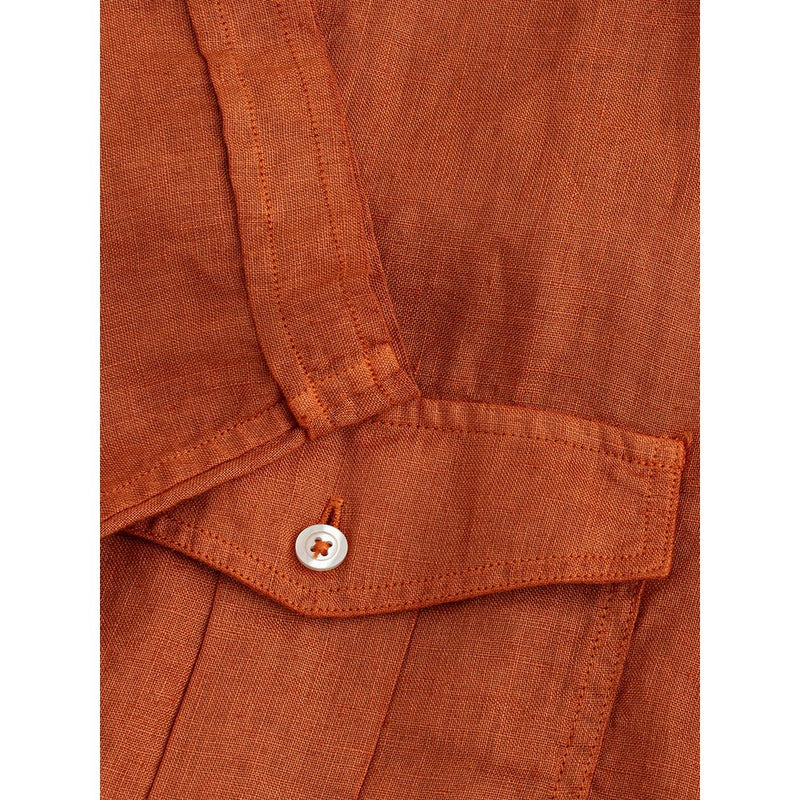 Shirt marron élégant en lin pour les hommes