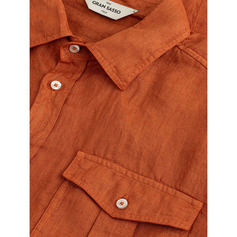 Shirt marron élégant en lin pour les hommes