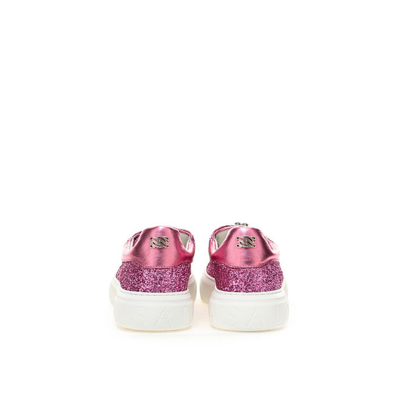 Sneaker en cuir fuchsia