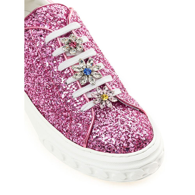 Sneaker en cuir fuchsia