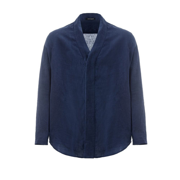 Elegante chaqueta de hombres de lino azul