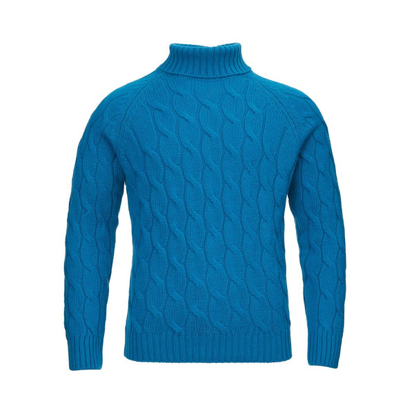 Eleganter blauer Wollpullover