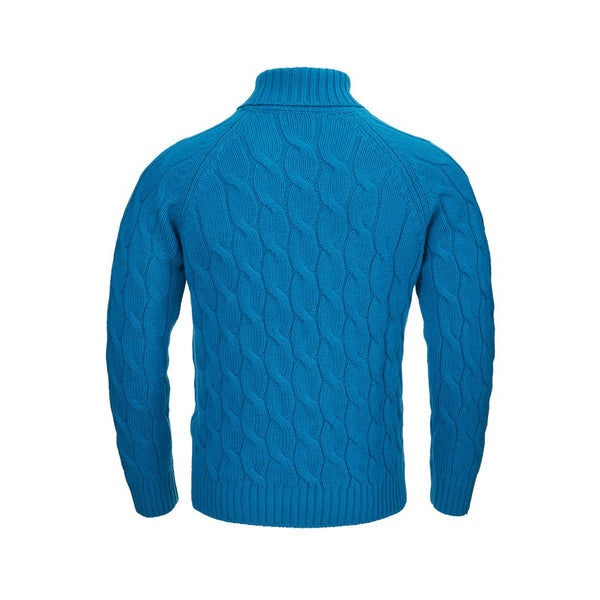 Eleganter blauer Wollpullover