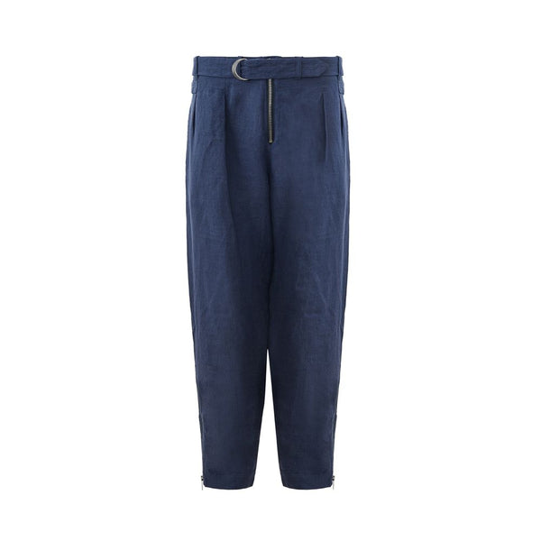 Elegantes pantalones azules de lino para hombres