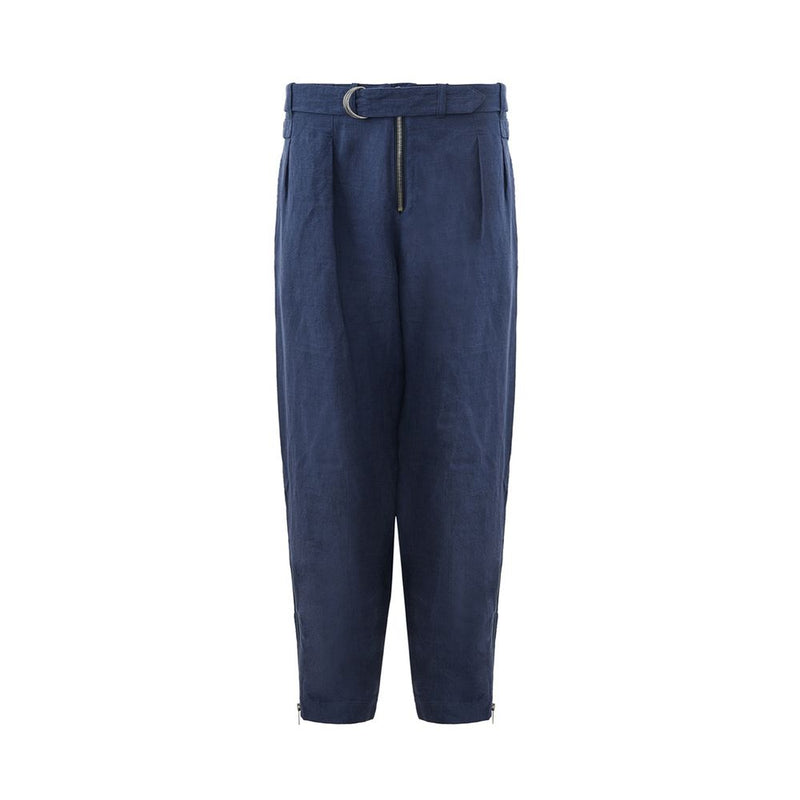 Elegantes pantalones azules de lino para hombres