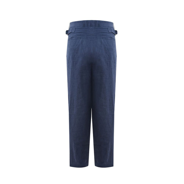 Elegant Linen Blue Trousers for Men