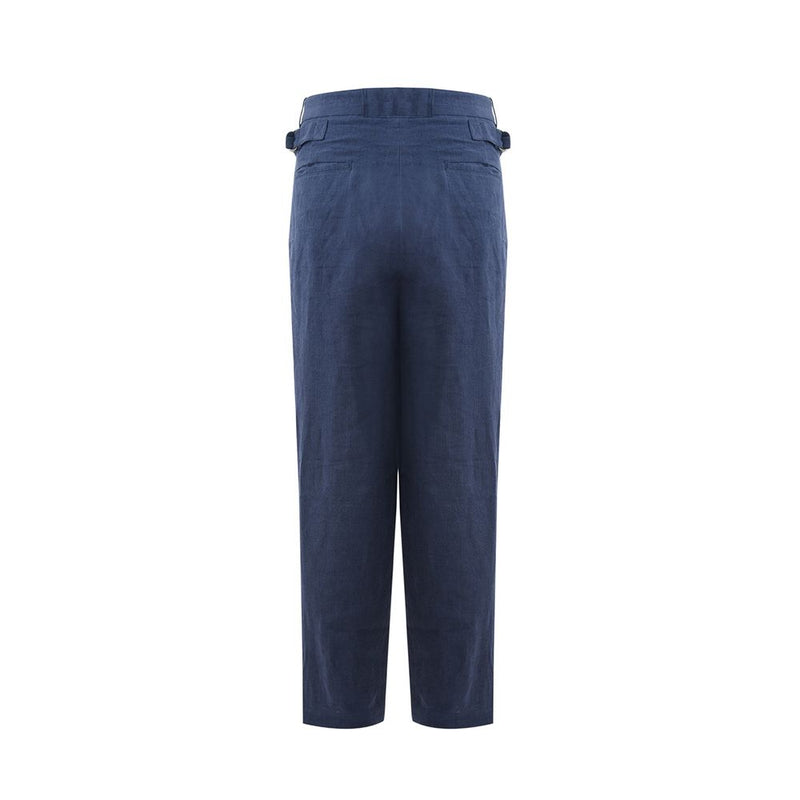 Elegantes pantalones azules de lino para hombres