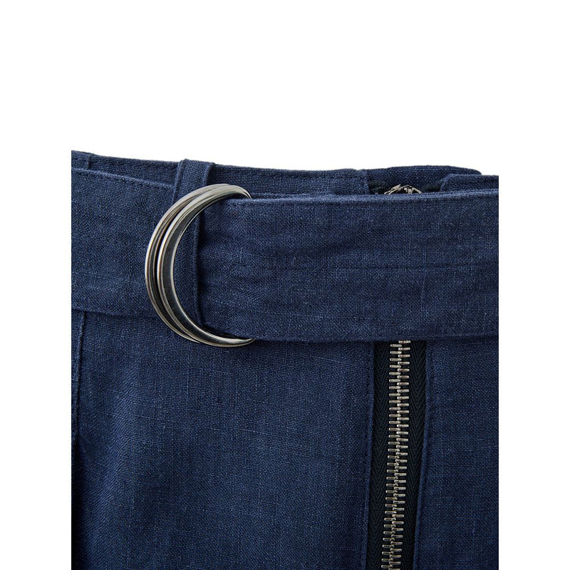 Elegantes pantalones azules de lino para hombres