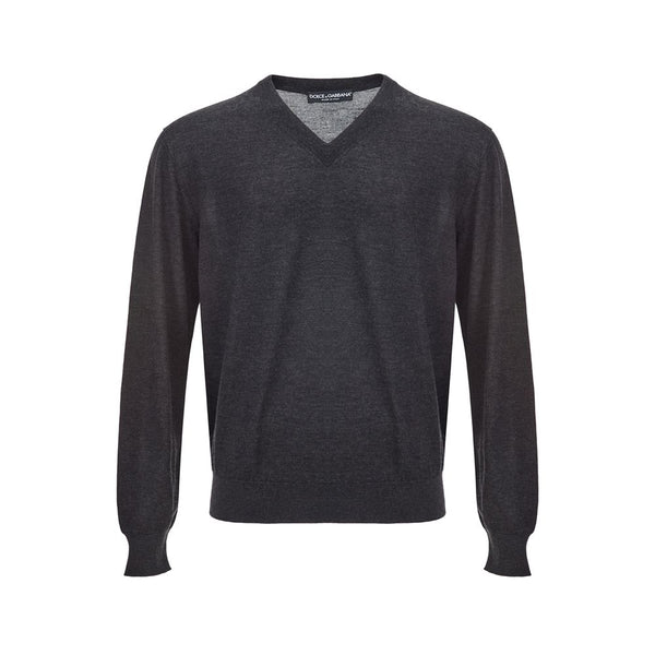 Elegant Gray Cashmere Sweater for Men