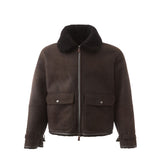 Elegante Montone Lederbraune Jacke