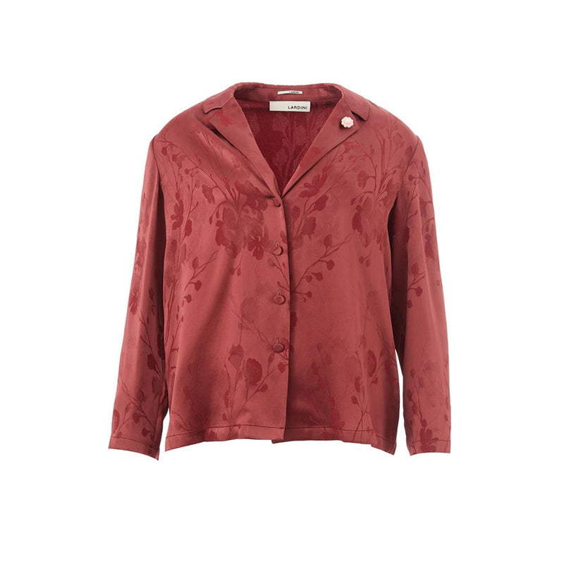 Elegante camisa de acetato rojo para mujeres