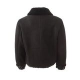 Elegante chaqueta de cuero montone negra