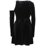 Chic Black Polyester Schichtkleid