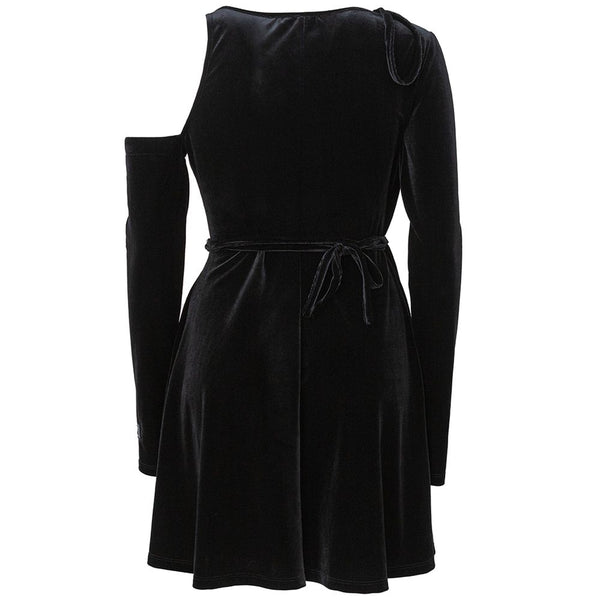 Robe de quart de polyester noir chic