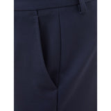 Elegantes pantalones de lana azul para mujeres