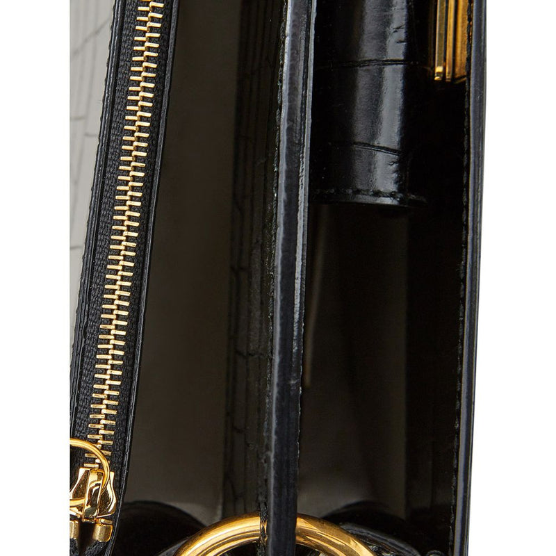 Elegante schwarze Lederhandtasche