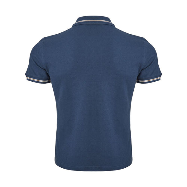 Elegante polo di cotone italiano blu italiano