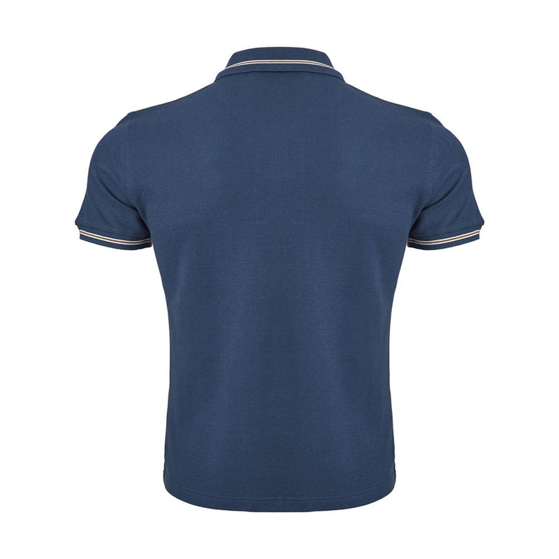 Elegant blau italienische Baumwollpolo -Hemd