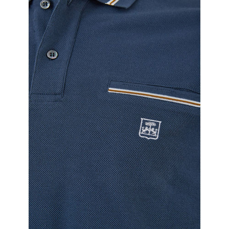 Polo de algodón italiano azul elegante