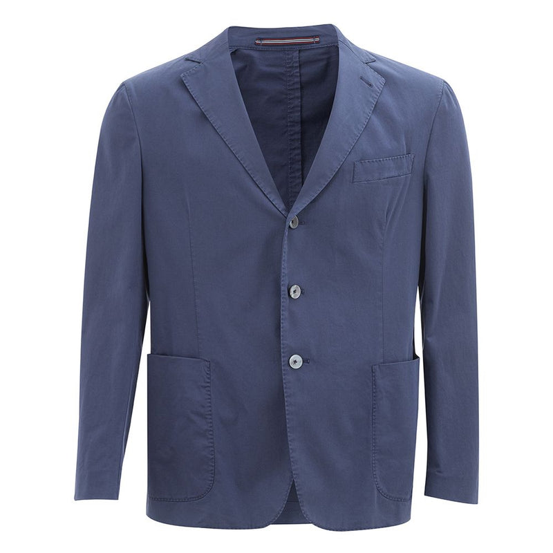 Elegante chaqueta de algodón azul italiano