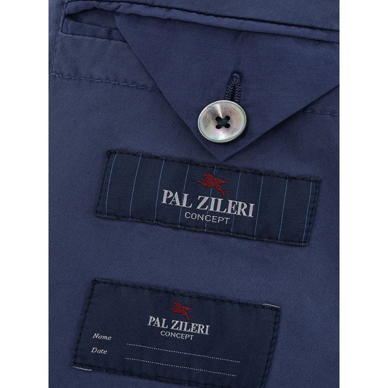 Elegante chaqueta de algodón azul italiano