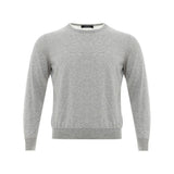 Elegant Gray Silk-Cotton Sweater