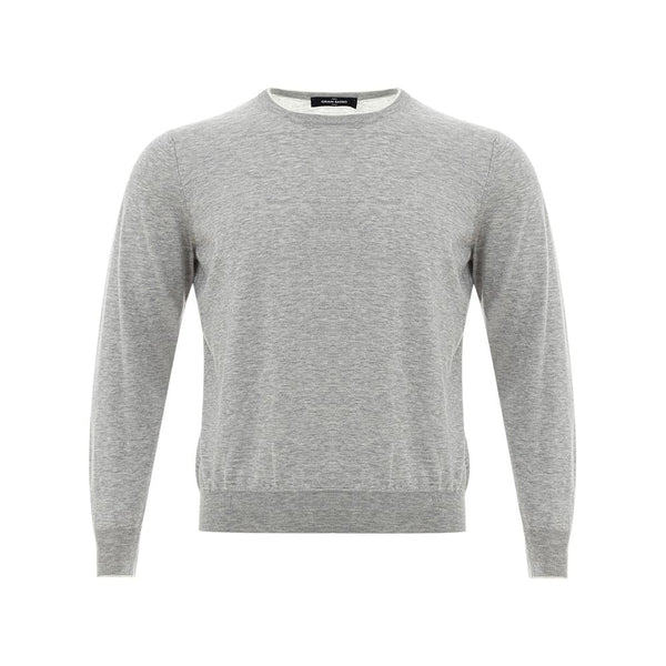 Eleganter grauer Seiden-Wickelpullover