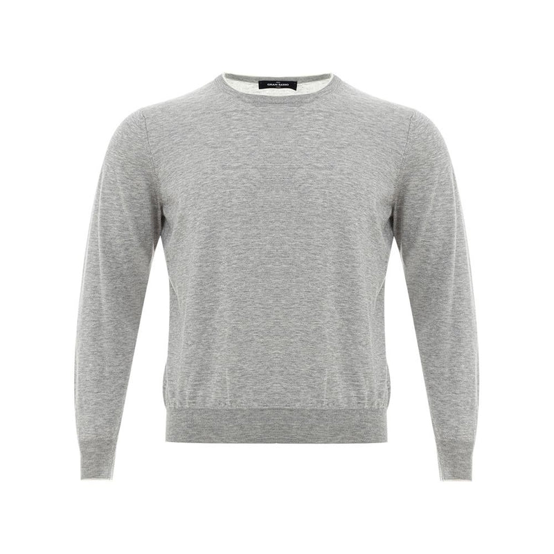 Eleganter grauer Seiden-Wickelpullover