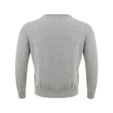 Elegant Gray Silk-Cotton Sweater