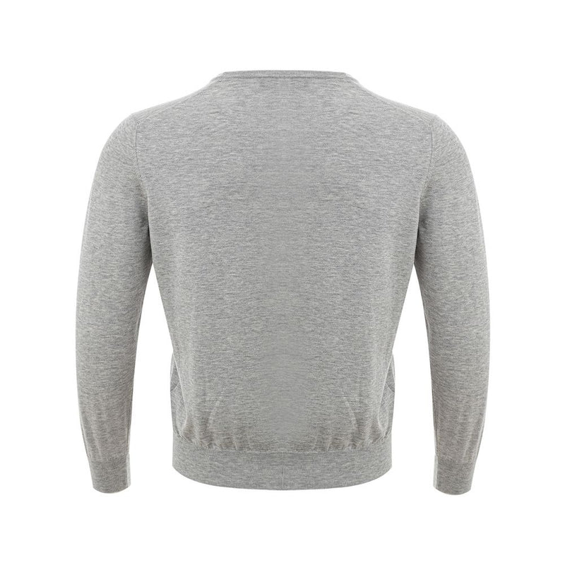 Eleganter grauer Seiden-Wickelpullover