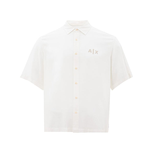 Elegante camisa de viscosa blanca para hombres